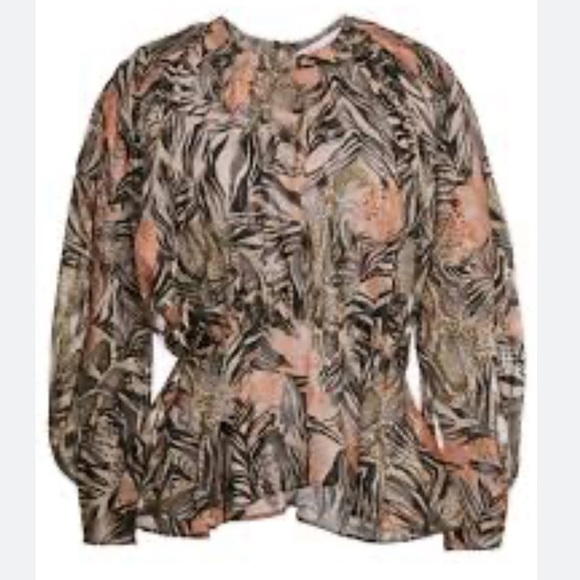 IRO Bardes Long Sleeve Peplum Blouse Size 42 XL - Picture 3 of 12